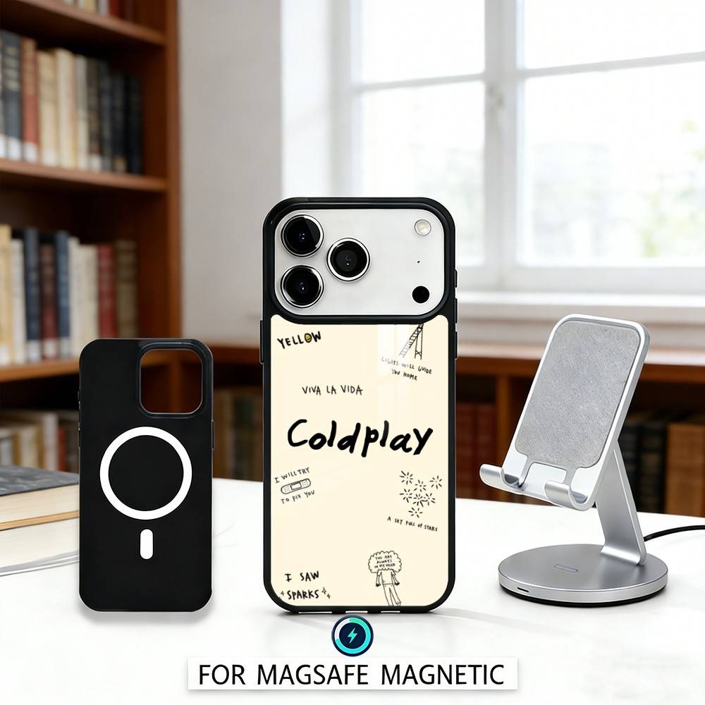 Чехол для телефона M-Moon M-Music Coldplay Band для iPhone 17, 16, 15, 14, 13, 12, Pro, Max, Магнитный для беспроводной зарядки Magsafe