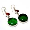 Green Onyx Red Sunstone Gemstone 925 Silver Plated Jewelry Earring 1.89"