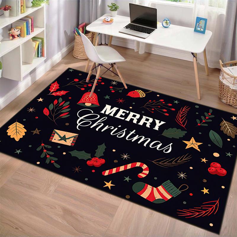Merry Christmas Festive Greetings Carpet Printing Home Decor Art Protective Pad Fashion