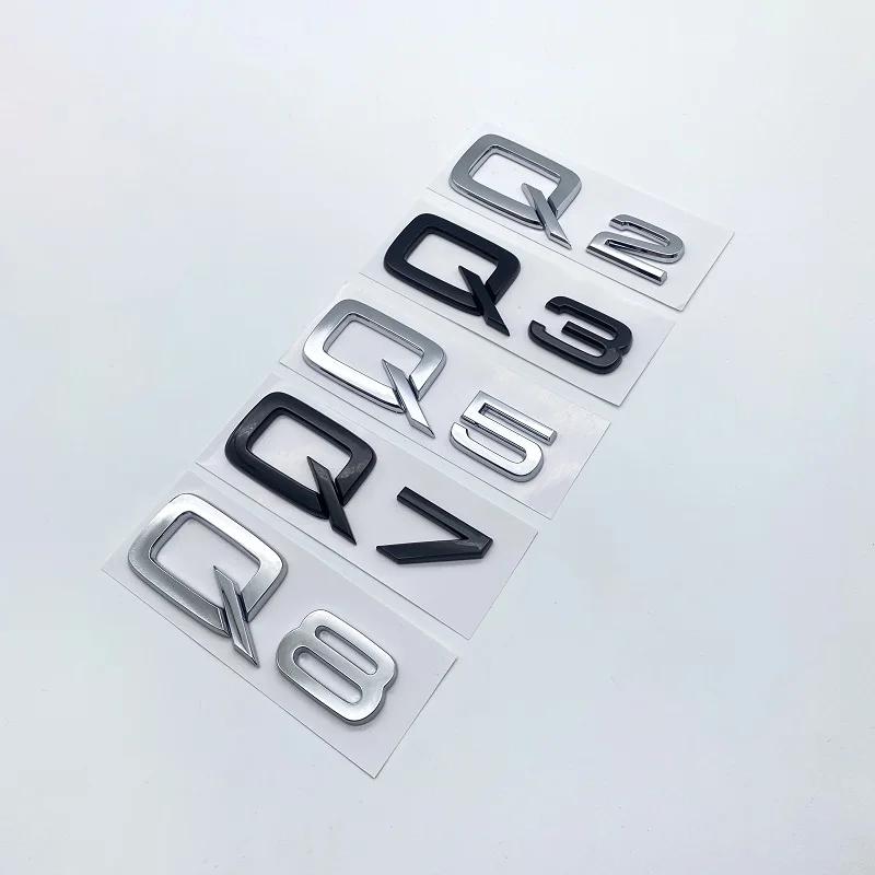 3D Letters Numbers Emblem for f2 A3 A4 A5 A6 A7 A8 Q2 Q3 Q5 Q7 Car Trunk Lid Nameplate Badge Logo Sticker Chrome Glossy Black
