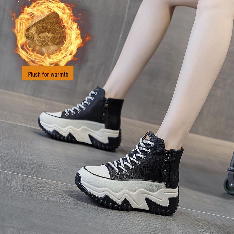 Autumn 2024 Women's Height-Boosting Korean-Style Dad Sneakers - Thick-Soled & Trendy for Students
