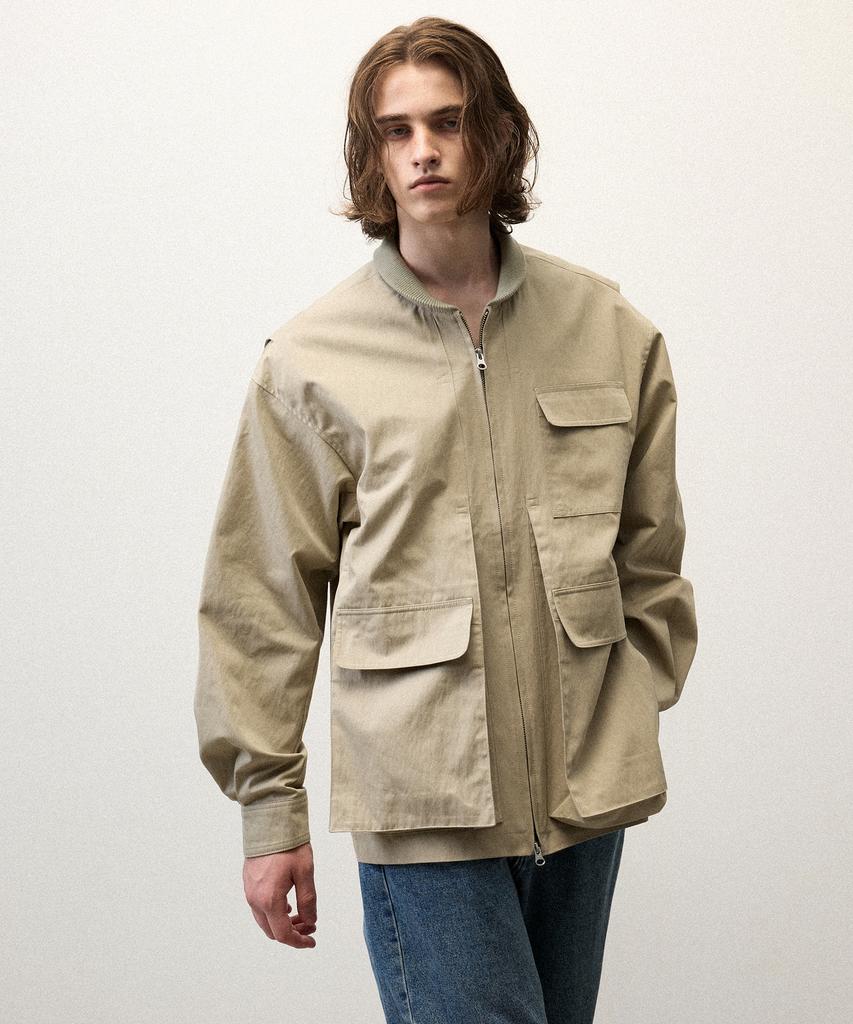 GREIIGE Shawl Collar Field Jacket (Ash Beige)