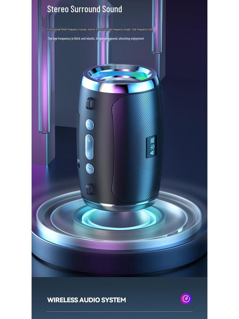 AI-Powered Portable Bluetooth Speaker with Color Light & Subwoofer for Indoor/Outdoor Use