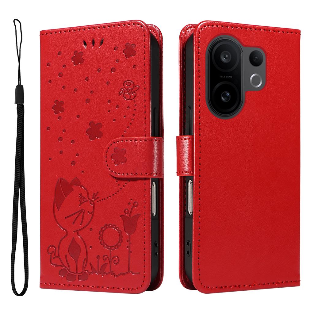 For vivo X200 FE 5G/vivo S30 Pro mini 5G Leather Wallet Case Cat Bee Pattern Phone Cover Stand