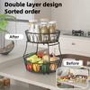 Fruit Basket Kitchen Storage Rack Double-Layer Design Strong Load-bearing Rust-Proof Fruit