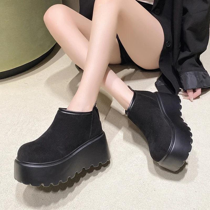Back Zip Solid Modern Boots Round Toe Platform 2024 High Quality Ladies Shoes Ankle Fashion Hot Sale Solid Women's Boots