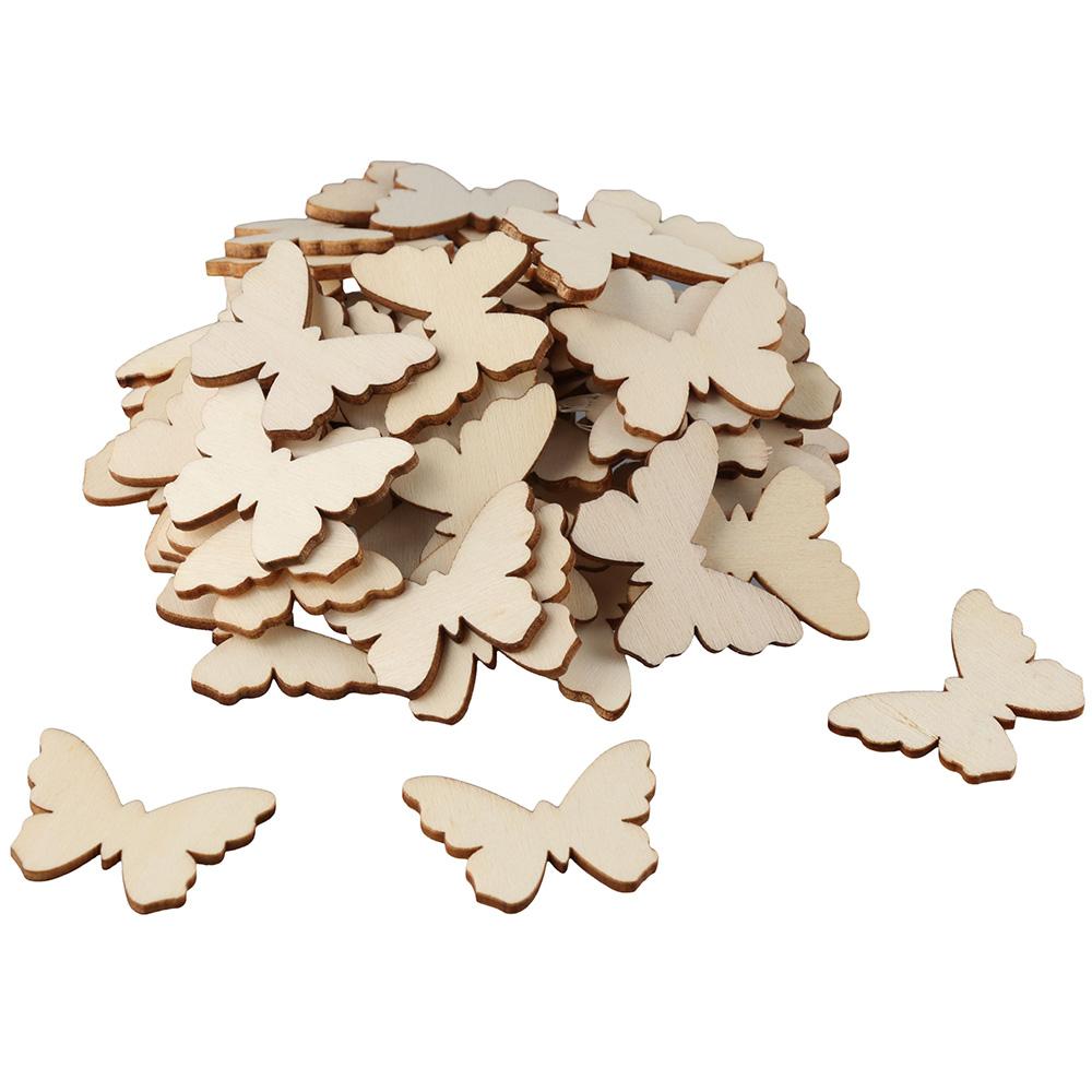 100pcs Unfinished Unfinished Wooden Cutouts Wooden Blank Wood Tree Decoration