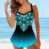 Women's Shoulder Strap Swimsuit Polka Dot Printed Bikini Short Tank Top Swimsuit