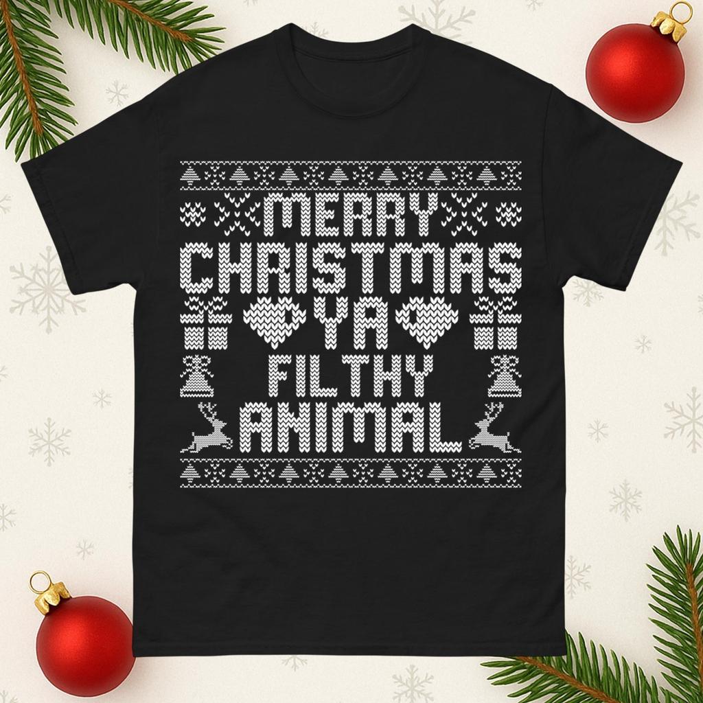 Merry Christmas Ya Filthy Animal Christmas T Shirt Fun Festive Ugly Xmas Tee