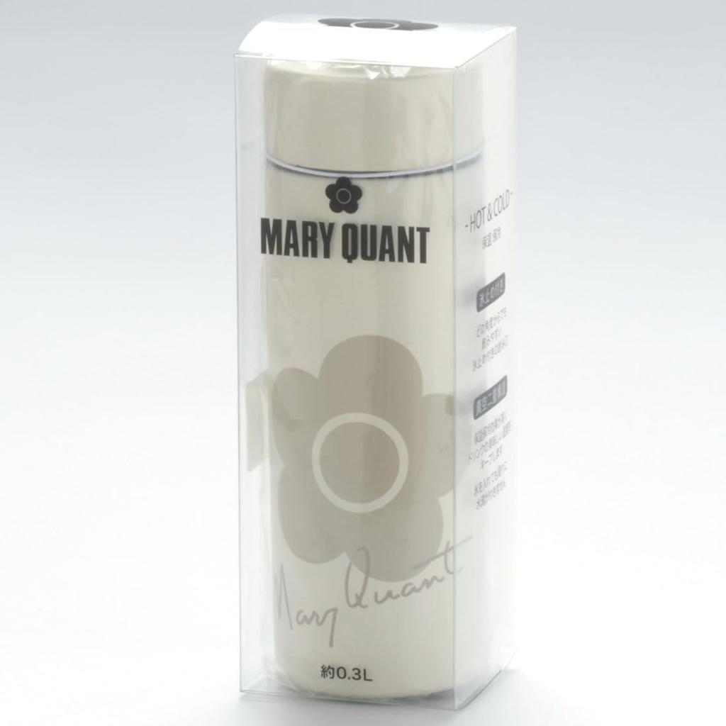 MARY QUANT Stainless Steel Bottle 300ml Lunchtime Water Dull Pastel Daisy Design and (Ivory / / Approx. 16.9x5.8x5.8cm) Bottle, (Insulated Ice-Proof)