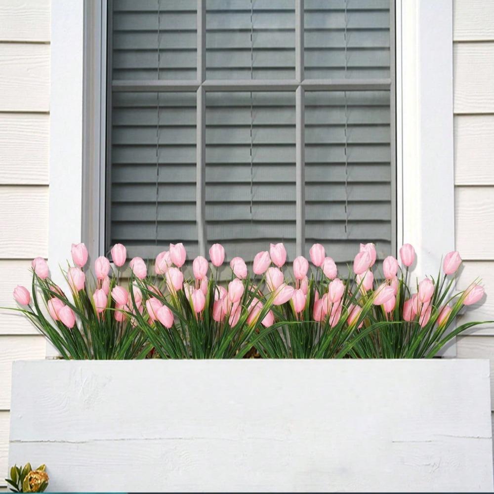 Букет из 6 шелковых тюльпанов, искусственные тюльпаны, всего 30 головок, искусственная цветочная композиция для домашнего офиса, вечеринки, свадьбы, отличный подарок на День матери