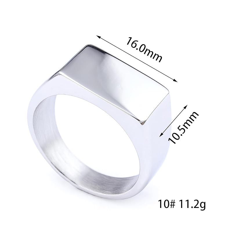 [sakuto] Ring Men's Signet Ring Seal Stand Male Silver Color Stainless Steel Accessories (19)