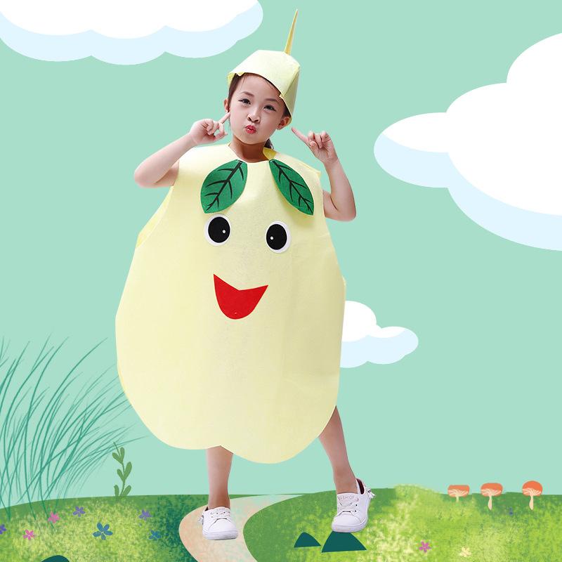 1Set Children Cosplay Fruit Veggie Costume Funny Holiday Party Cute Clothes Suit Children Performance Overclothes Stage Costume