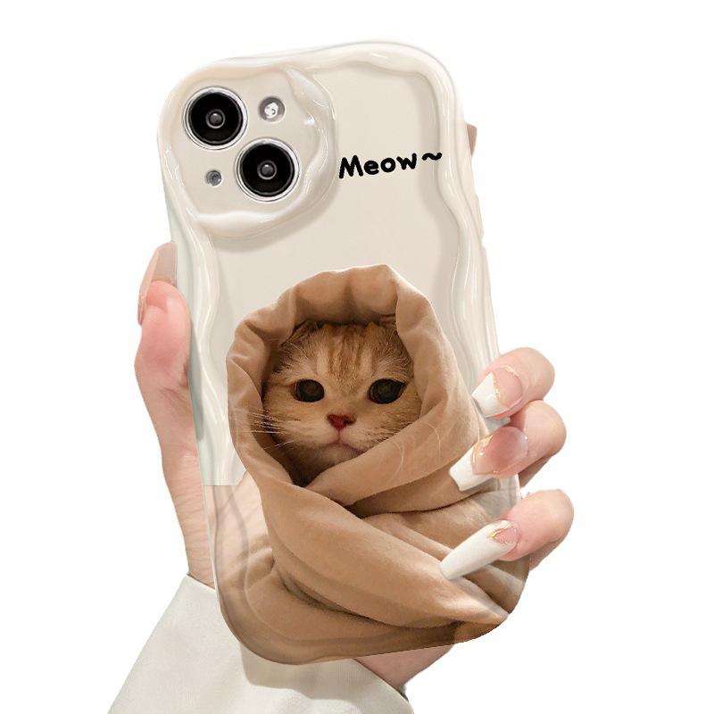 Подходит для чехла для мобильного телефона Apple 14promax iPhone 13 Милый Забавный Стеганый Кот и Собака 15/16 Силиконовый Полный Пакет