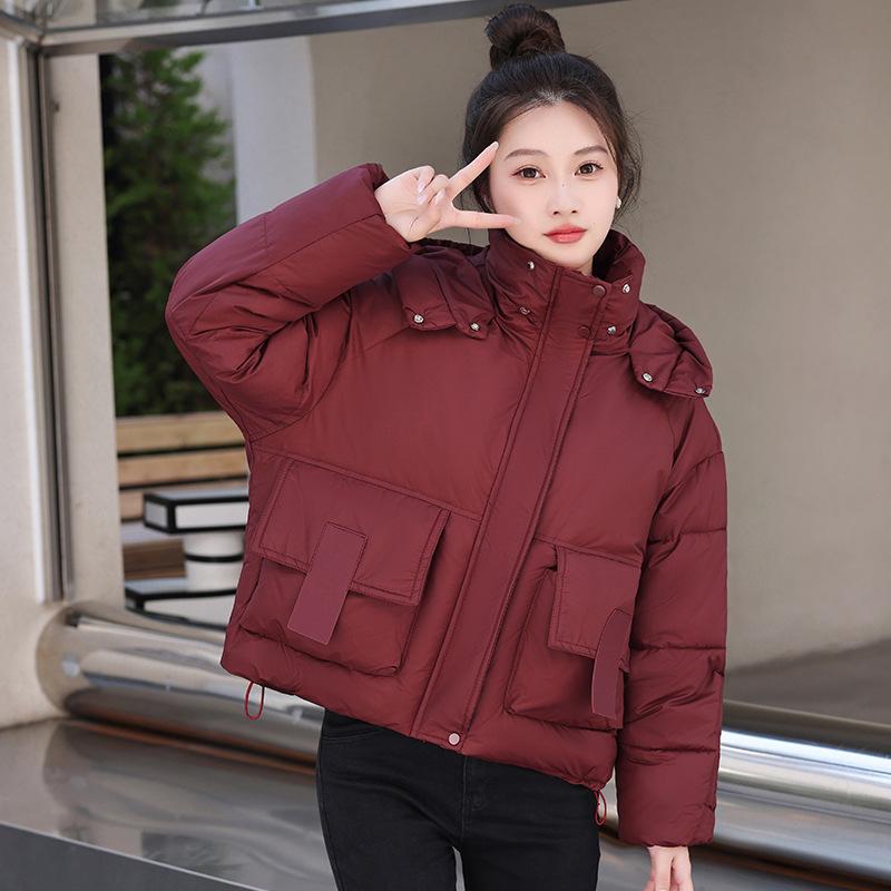 2025 New Down Cotton Jacket Women's Fashion Hooded Short Cotton Jacket Loose Winter Korean Cotton Jacket Thickened Bread Jacket