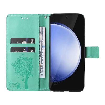 Чехол-кошелек с подставкой для телефона Samsung Galaxy S24 FE, кожаный, с рисунком "Кошачье дерево", мобильная обложка