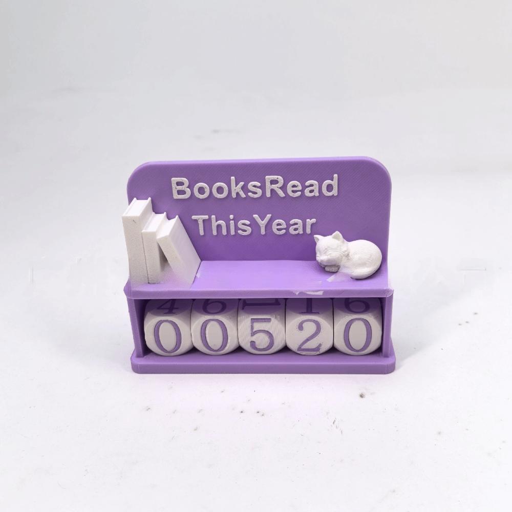 3D-печатный 3D-счетчик прочитанных книг Знак «Книги, прочитанные в этом году» Ручной счетчик Счетчик чтения Знак для любителя книг Модель для подсчета книг