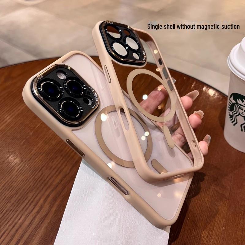 Совместимый прозрачный защитный чехол от падения для iPhone 15 Pro/Pro Max - золотой