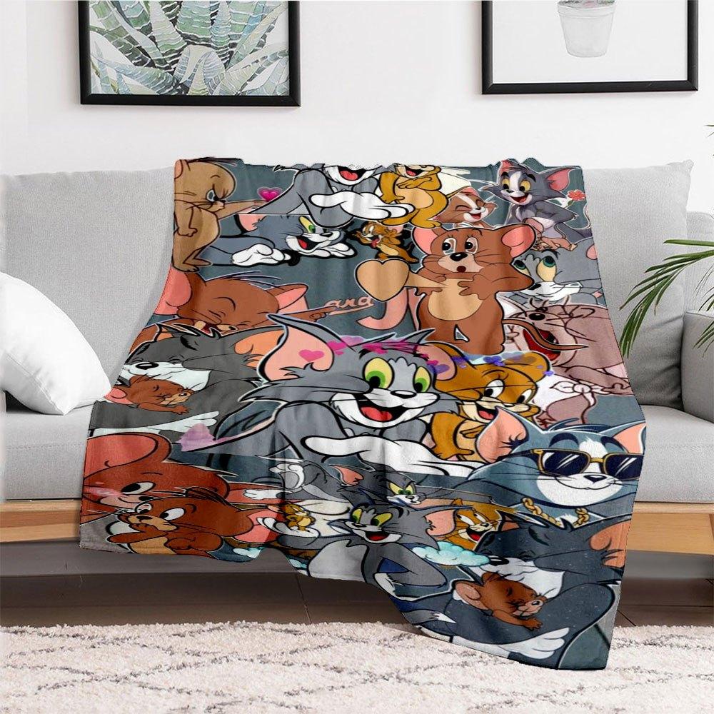 "Tom & Jerry Adventure: Classic Cartoon Characters Phone Case Cover"Blanket Flannel Throw Blanket for Sofa, Bed, Travel, Camping, Office