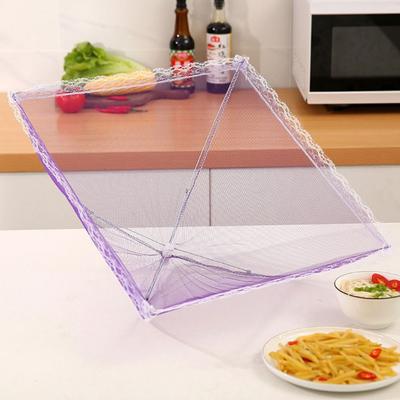 Складной чехол для еды с кружевным краем, регулируемый чехол для обеденного стола, портативный квадратный чехол для блюда, бытовой