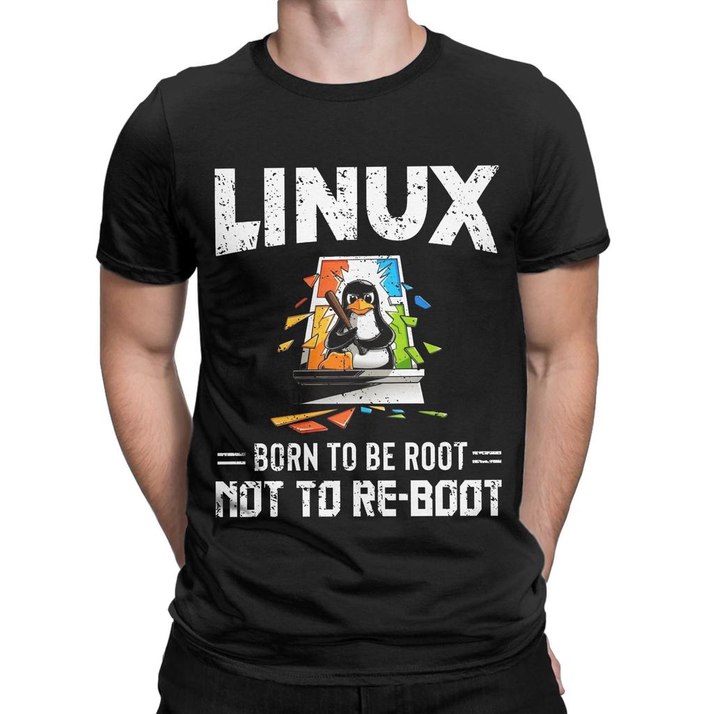 Men T-Shirts Linux Windows Vintage Cotton Tees Short Sleeve T Shirt Crew Neck Tops 4XL 5XL