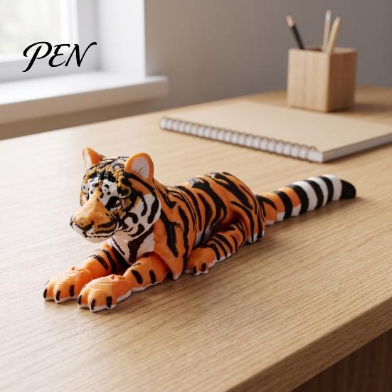 Артикулированная фигурка тигра, 3D-печатная фигурка, реалистичная модель с подвижными суставами, игрушка для снятия стресса, фигурка лесного животного для дома, офиса, книжной полки