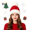 Feminine Pom Hat Women Christmas Elf Hat, Cozy Winter Knit with Stretchy Knitted Cap Pom, Warm Skull for Outdoor Cold Weather Stylish Girls