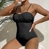 One Piece Swimsuit Women Swimwear Solid Black Bathing Suit Summer Swimming Suits Beach Wear