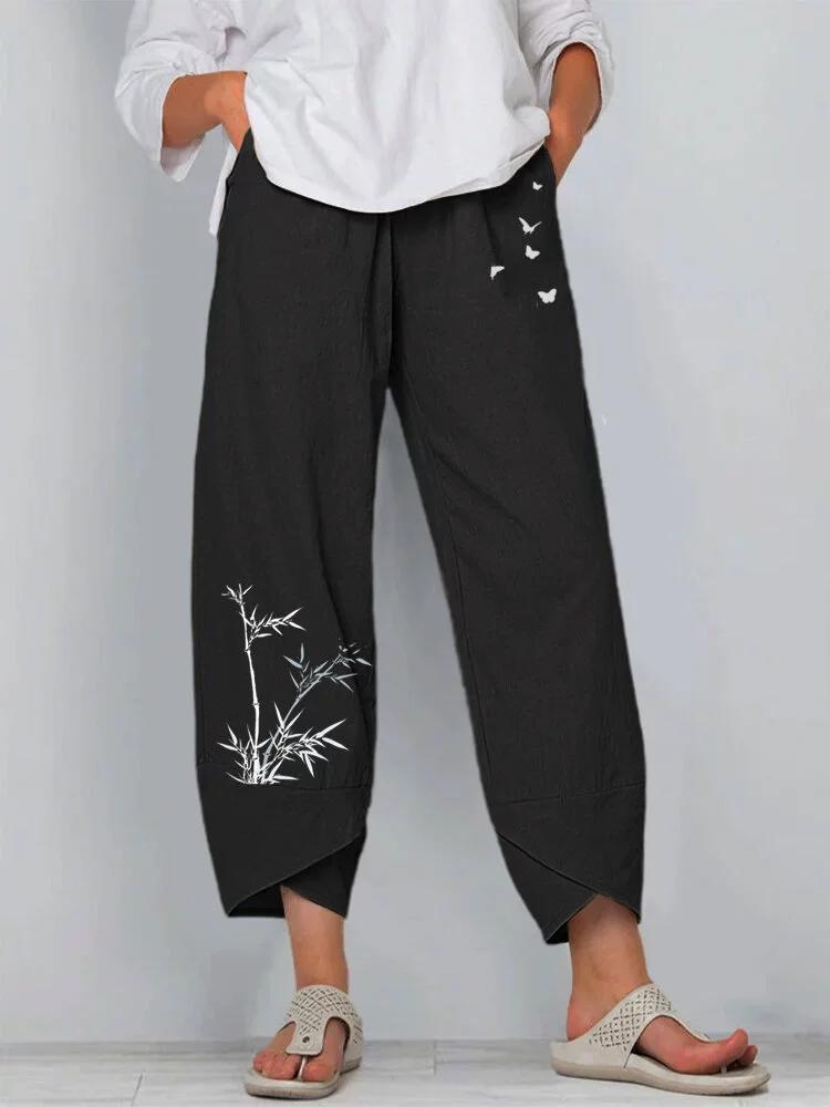 Elastic Waist Cotton Linen Loose Casual Pants Home Pants Women