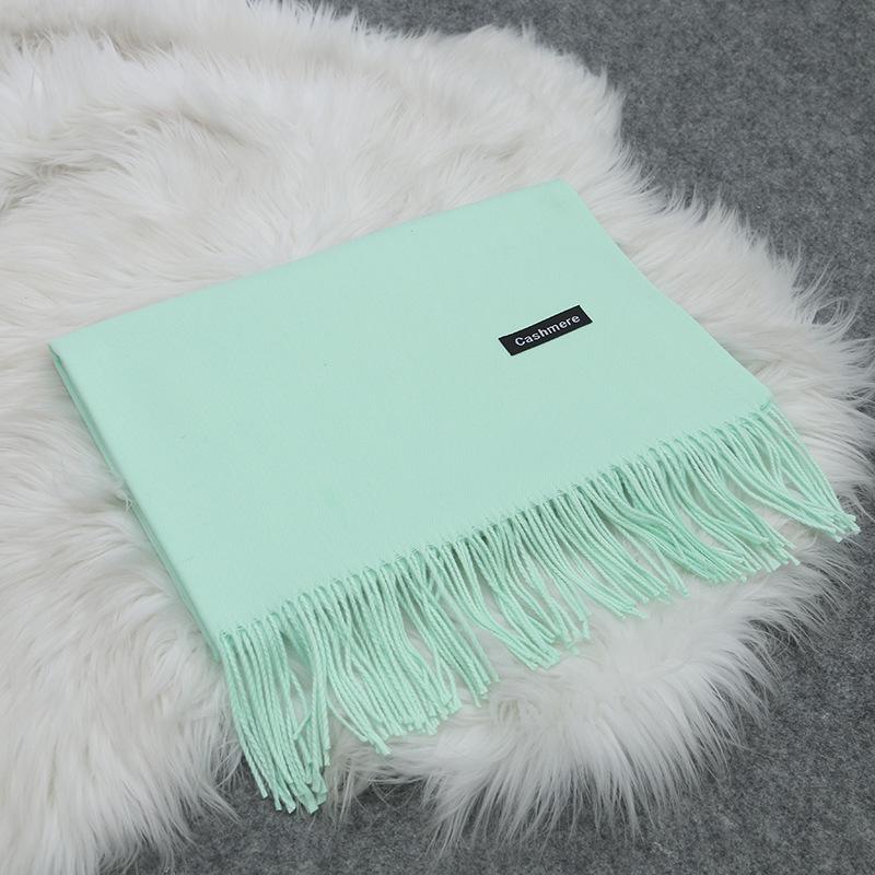 70*200 см осенне-зимний новый женский кашемировый шарф однотонный имитация кашемира шарф толстая вышитая кашемировая шаль