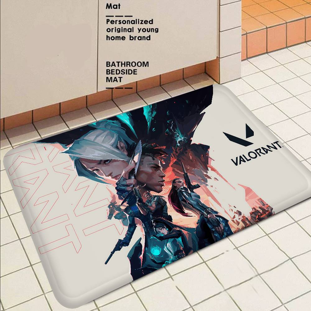 Коврик для входа FPS Classic V-Valorant 5V5 Тактический шутер Моющийся Нескользящий Коврик для зоны гостиной, дивана, кресел Придверный коврик