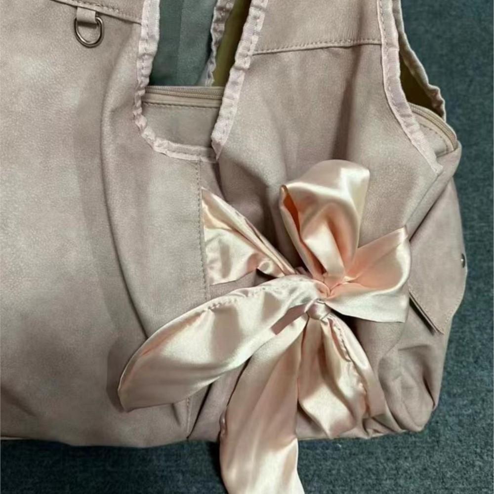Сумка-тоут Harajuku большой емкости для женщин Fairycore Aesthetic Bow Chic Grey Handbag Женская винтажная симпатичная сумка через плечо