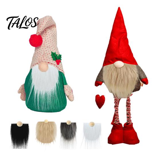 Gnome Beard Set 12Pcs And Nose Kit, DIY Christmas Craft Supplies with Reusable Polyester Fur Plush Beards Wooden Ball Noses for Doll Making,