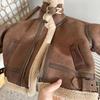 Children's 2024 Winter Plush Leather Motorcycle Jacket for Boys and Girls - Fashionable Fur Design