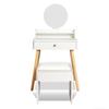 Tocador Maquillaje Espejo Redondo Nórdico Nyana Home | Cajón y Taburete | 60,5cm
