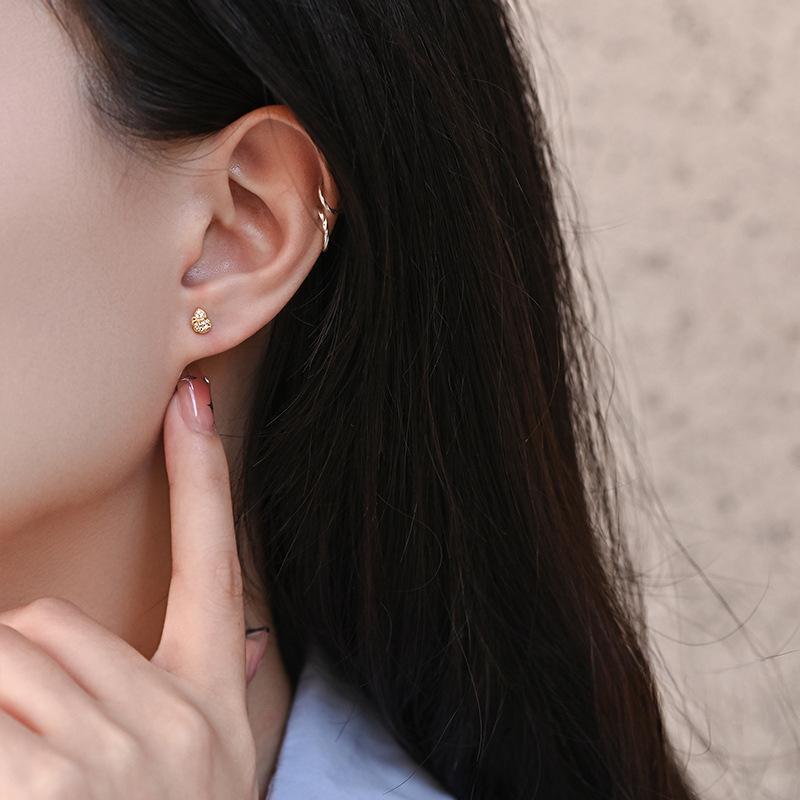 New Chinese Style Full-diamond Bow Gourd Earrings Light Luxury High-end