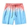 Men's Summer Quick Drying Shorts with Gradient Printed Casual Sports Beach Shorts