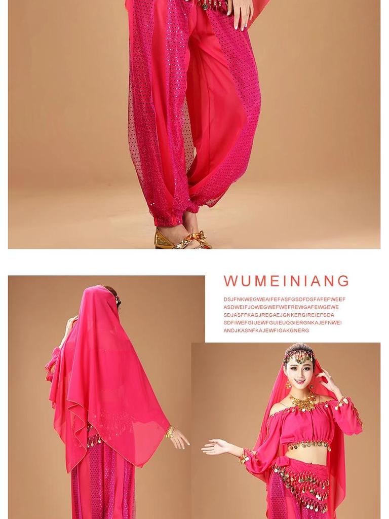 Женский индийский костюм для танца живота с длинным рукавом для выступлений и практики