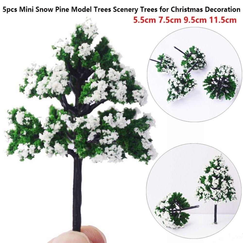 5pcs Plastic Scenery Trees 4 Sizes Christmas Decoration Winter Ornaments