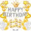 G&H Balloon Birthday Decoration Set 45 Pieces Happy Birthday Balloons Gold Crown Unisex