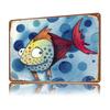Crazy Fish  Personalized D Textured Metal Poster Wall Art Tinplate Sign for Bathroom Decor Room Wand Deko Bedroom Decoration