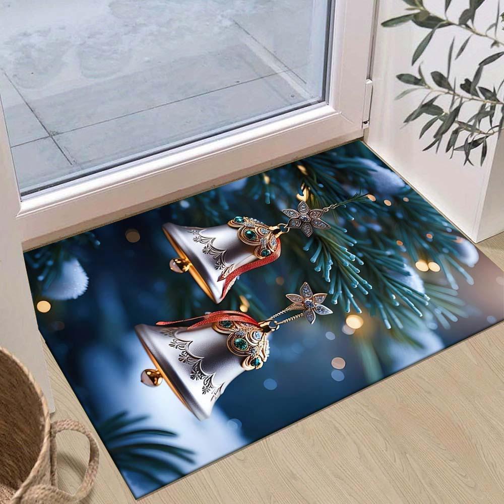 1pc Christmas Bells Area Rug, Slip-Resistant, Easy-Clean, Stain-Resistant, Perfect for Cozy Living Rooms, Bedrooms, Kitchens, Offices, and H