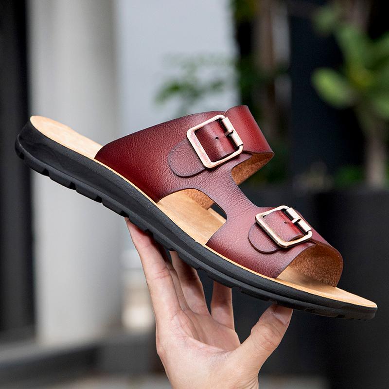 Beach Cool Leather Men Slippers Summer Brand Hot Sale Fashion Man Designer Simple Light Comfortable Outdoor Handmade Slippers
