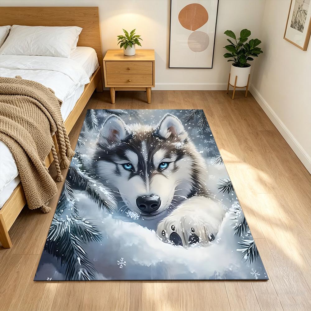 Arctic Wolf Family Portrait Non-Slip Home Carpet Design for Office Decor Living Room Bedroom Gift