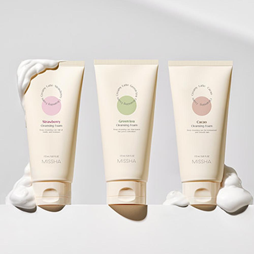 MISSHA Очищающая пенка Creamy Latte Зеленый чай, какао, клубника 172мл (3 типа)