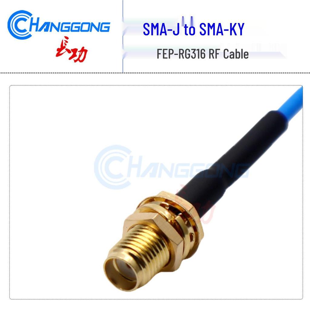 SMA Male-Female Blue RG316 Connector Cable, SMA-J to SMA-K, Low VSWR, 6GHz.
