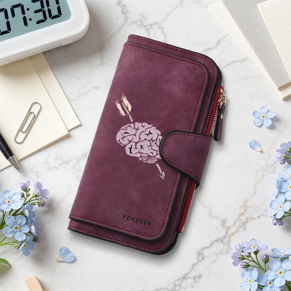 Creative Printed Long Wallet Fashion Casual Portable Multi Card Slot Daily Use Forever Leather Purse
