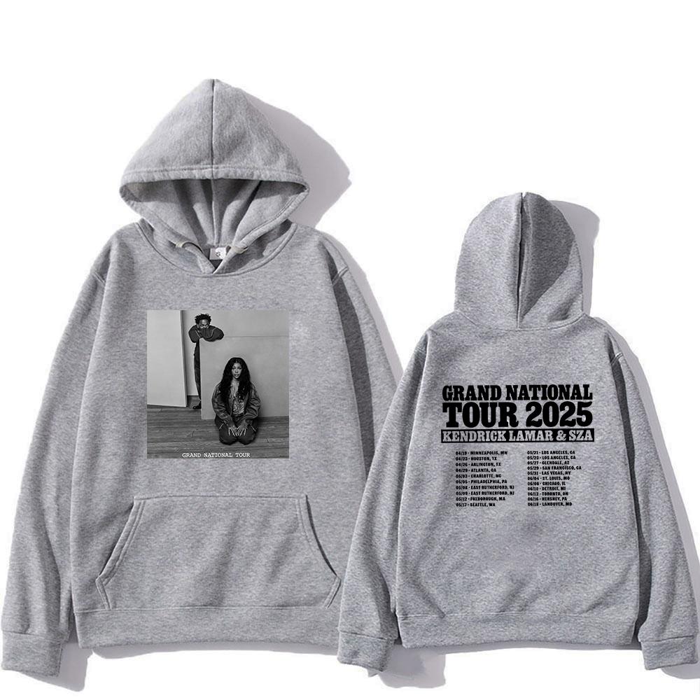 Худи Grand National Tour 2025 SZA Kendrick Lamar Мужские/женские Худи Харадзюку Унисекс Зимний Флисовый Пуловер Свитшот Винтаж