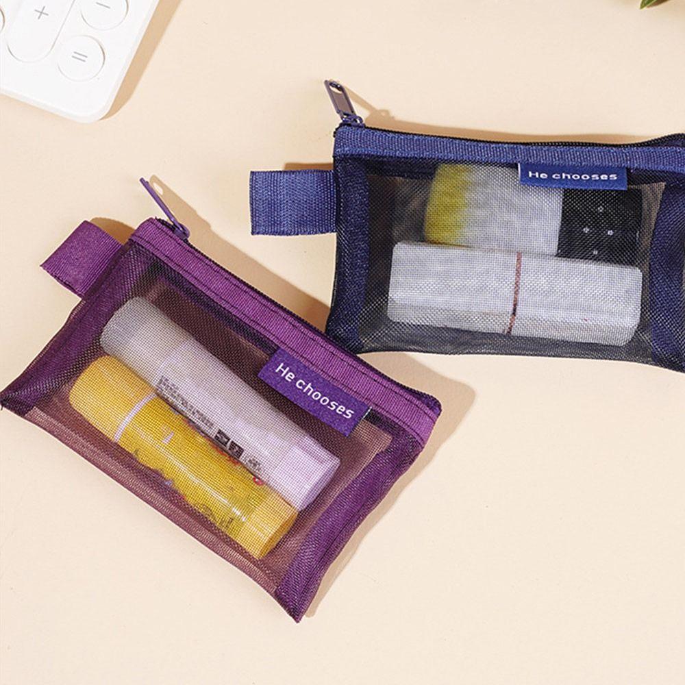Mesh Storage Pouch Transparent File Folders Multi-Purpose Cosmetic Makeup Bags  Students Gift