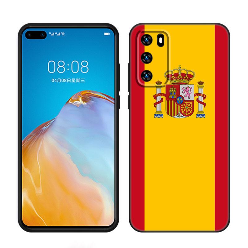 Испания Национальные Флаги Черный Чехол для Телефона Для Huawei P10 P20 P30 P40 Lite P50 P60 Art P50E P Smart Z 2018 2020 2021 Pro 2019